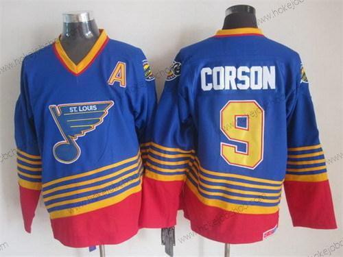 Muž St. Louis Blues #9 Shayne Corson 1995 Modrý Retro CCM Dres