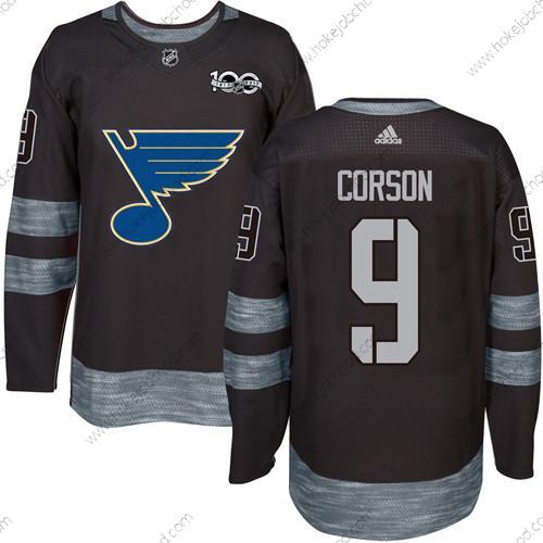 Muž St. Louis Blues #9 Shayne Corson Černá 1917-2017 100th Výročí Sešitý NHL Dres