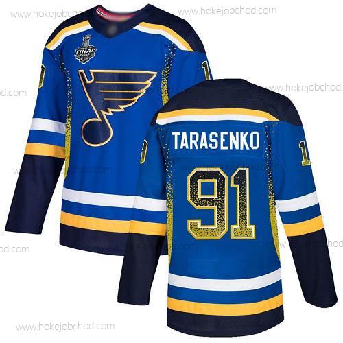 Muž St. Louis Blues #91 Vladimir Tarasenko Modrý Domácí Autentické 2019 Stanley Cup Final Bound Sešitý Hokejový Dres Verze 2