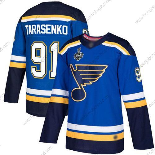 Muž St. Louis Blues #91 Vladimir Tarasenko Modrý Domácí Autentické 2019 Stanley Cup Final Bound Sešitý Hokejový Dres