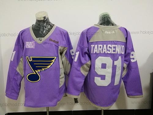 Muž St. Louis Blues #91 Vladimir Tarasenko Nachový Růžový Hokejový Bojuje proti rakovině Tréninkový Sešitý NHL Reebok Hokejový Dres