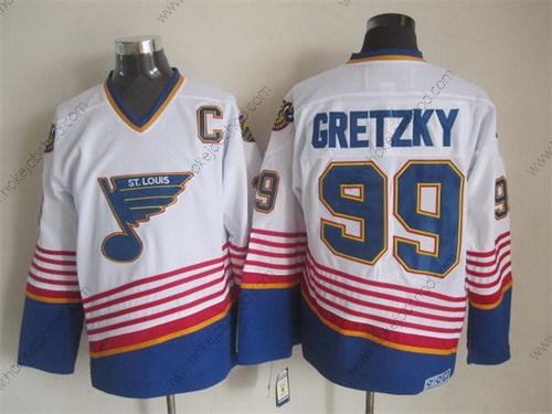 Muž St. Louis Blues #99 Wayne Gretzky 1995 Bílý Retro CCM Dres