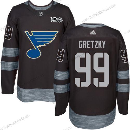 Muž St. Louis Blues #99 Wayne Gretzky Černá 1917-2017 100th Výročí Sešitý NHL Dres