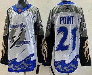 Muž Tampa Bay Lightning #21 Brayden Point Bílý 2022 Obrácený Retro Autentické Dres