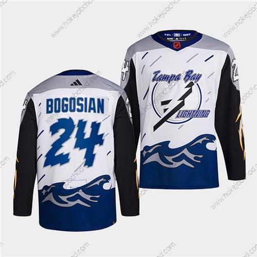 Muž Tampa Bay Lightning #24 Zach Bogosian Bílý 2022 Obrácený Retro Sešitý Dres