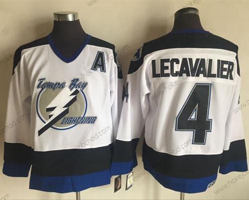 Muž Tampa Bay Lightning #4 Vincent Lecavalier Bílý 2003-04 Sešitý NHL CCM Vintage Dres