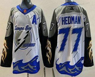 Muž Tampa Bay Lightning #77 Victor Hedman Bílý 2022 Obrácený Retro Autentické Dres