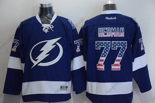 Muž Tampa Bay Lightning #77 Victor Hedman USA Flag Modrý Dres