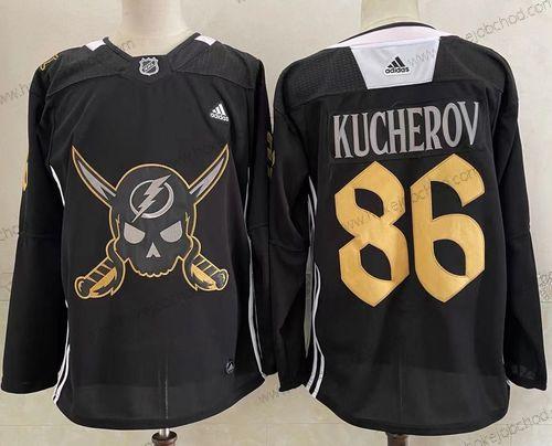 Muž Tampa Bay Lightning #86 Nikita Kucherov Černá Pirate Themed Warmup Autentické Dres