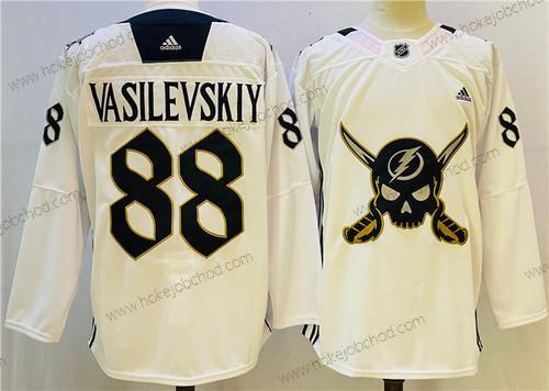 Muž Tampa Bay Lightning #88 Andrei Vasilevskiy Bílý Sešitý Dres