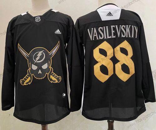 Muž Tampa Bay Lightning #88 Andrei Vasilevskiy Černá Pirate Themed Warmup Autentické Dres