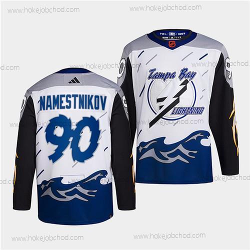 Muž Tampa Bay Lightning #90 Vladislav Namestnikov Bílý 2022 Obrácený Retro Sešitý Dres