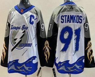 Muž Tampa Bay Lightning #91 Steven Stamkos Bílý 2022 Obrácený Retro Autentické Dres