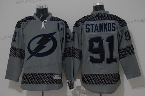 Muž Tampa Bay Lightning #91 Steven Stamkos Charcoal Šedá Dres