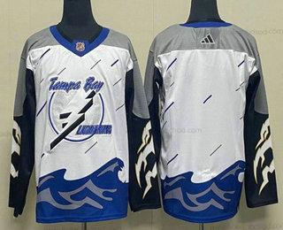 Muž Tampa Bay Lightning Prázdný Bílý 2022 Obrácený Retro Sešitý Dres