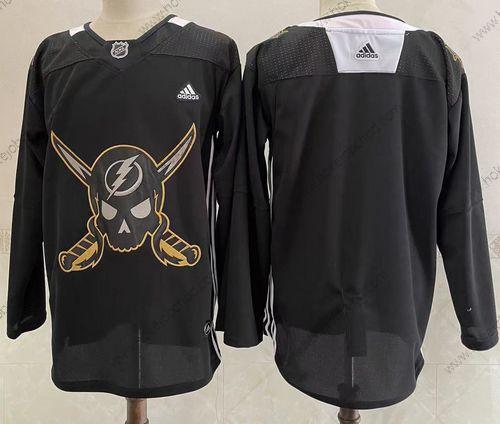 Muž Tampa Bay Lightning Prázdný Černá Pirate Themed Warmup Autentické Dres