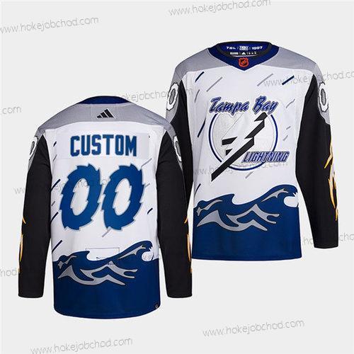 Muž Tampa Bay Lightning Přizpůsobené Bílý 2022 Obrácený Retro Sešitý Dres