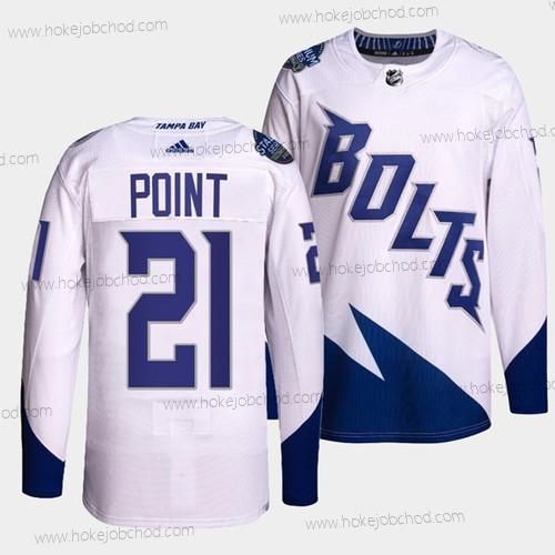 Muž Tampa Bay Lightning#21 Brayden Point 2022 Bílý Stadium Series Breakaway Sešitý Dres