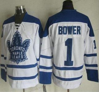 Muž Toronto Maple Leafs #1 Johnny Bower 1998-99 Bílý CCM Vintage Dres