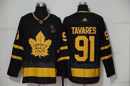 Muž Toronto Maple Leafs #91 John Tavares Černá City Edition Autentické Sešitý Hokejový Dres