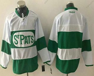 Muž Toronto Maple Leafs Prázdný Bílý 2017 St. Patrick’S Day Zelená Sešitý NHL Reebok Hokejový Dres