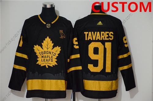 Muž Toronto Maple Leafs Přizpůsobené Černá Zlatoen City Edition Sešitý NHL Dres