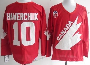 Muž Tým Kanady #10 Dale Hawerchuk 1991 Olympic Červené Retro CCM Dres