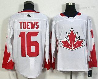 Muž Tým Kanady #16 Jonathan Toews Bílý 2016 World Cup Of Hokejový Game Dres