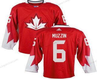 Muž Tým Kanady #6 Jake Muzzin Červené 2016 World Cup Sešitý NHL Dres