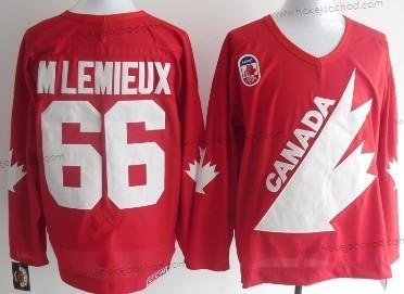 Muž Tým Kanady #66 Mario Lemieux 1991 Olympic Červené Retro CCM Dres