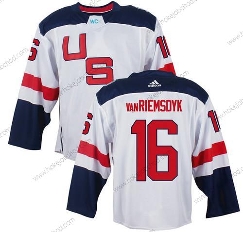 Muž Tým USA #16 James Van Riemsdyk Bílý 2016 World Cup Of Hokejový Game Dres