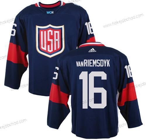 Muž Tým USA #16 James Van Riemsdyk Námořnictvo Modrý 2016 World Cup Of Hokejový Game Dres