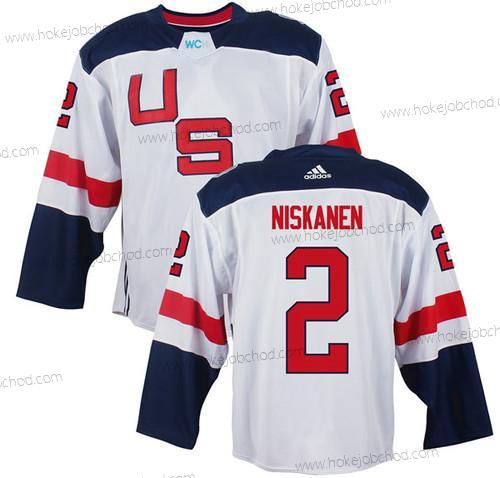 Muž Tým USA #2 Matt Niskanen Bílý 2016 World Cup Of Hokejový Game Dres