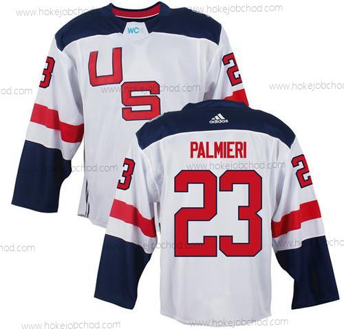 Muž Tým USA #23 Kyle Palmieri Bílý 2016 World Cup Of Hokejový Game Dres