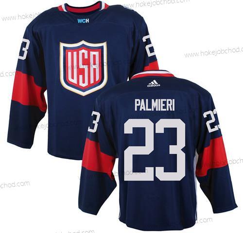 Muž Tým USA #23 Kyle Palmieri Námořnictvo Modrý 2016 World Cup Of Hokejový Game Dres