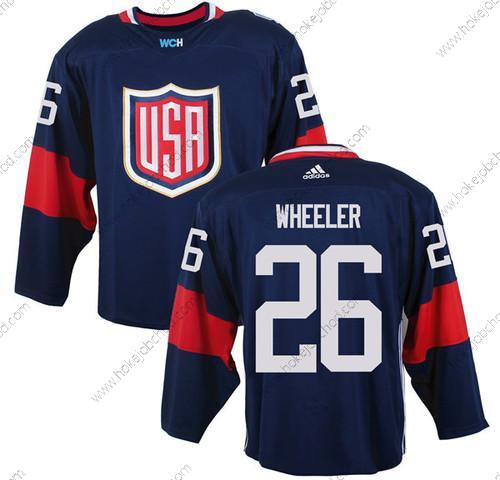 Muž Tým USA #26 Blake Wheeler Námořnictvo Modrý 2016 World Cup Of Hokejový Game Dres