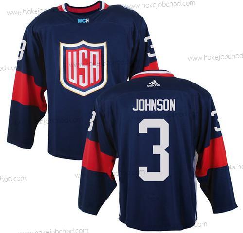 Muž Tým USA #3 Jack Johnson Námořnictvo Modrý 2016 World Cup Of Hokejový Game Dres