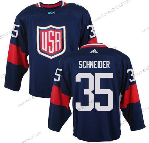 Muž Tým USA #35 Cory Schneider Námořnictvo Modrý 2016 World Cup Of Hokejový Game Dres