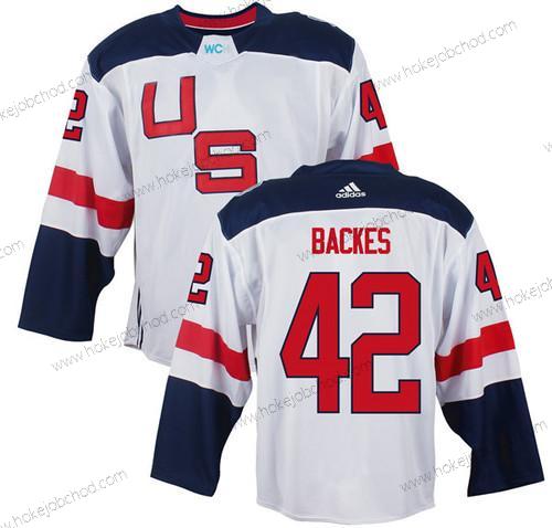 Muž Tým USA #42 David Backes Bílý 2016 World Cup Of Hokejový Game Dres