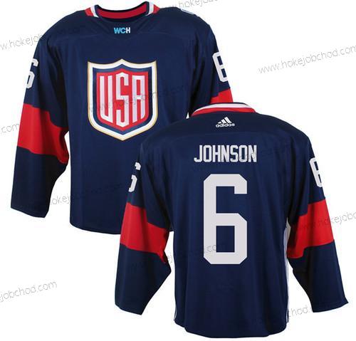 Muž Tým USA #6 Erik Johnson Námořnictvo Modrý 2016 World Cup Of Hokejový Game Dres