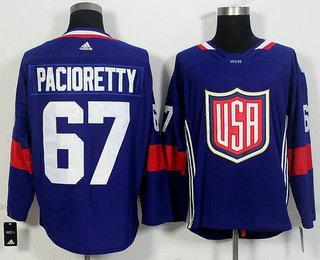 Muž Tým USA #67 Max Pacioretty Námořnictvo Modrý 2016 World Cup Of Hokejový Game Dres