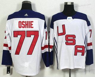 Muž Tým USA #77 T. J. Oshie Bílý 2016 World Cup Of Hokejový Game Dres