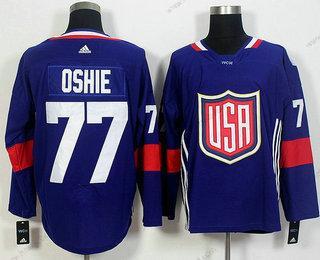 Muž Tým USA #77 T. J. Oshie Námořnictvo Modrý 2016 World Cup Of Hokejový Game Dres