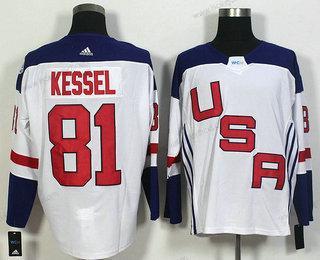 Muž Tým USA #81 Phil Kessel Bílý 2016 World Cup Of Hokejový Game Dres