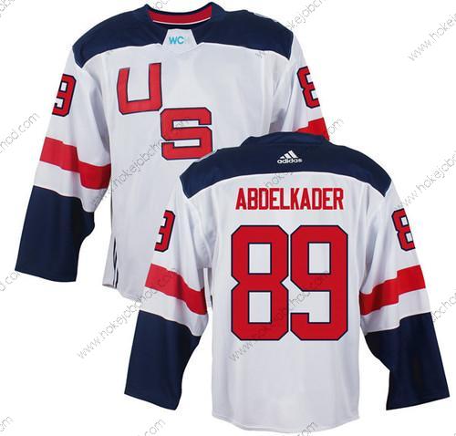 Muž Tým USA #89 Justin Abdelkader Bílý 2016 World Cup Of Hokejový Game Dres