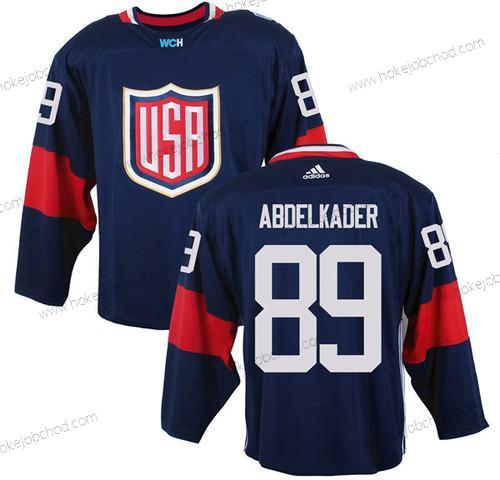 Muž Tým USA #89 Justin Abdelkader Námořnictvo Modrý 2016 World Cup Of Hokejový Game Dres