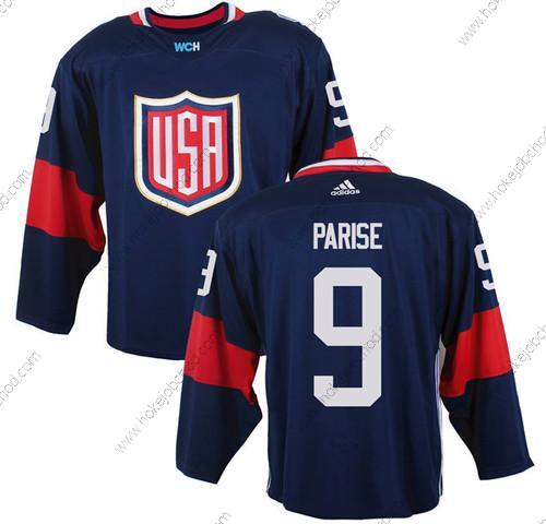 Muž Tým USA #9 Zach Parise Námořnictvo Modrý 2016 World Cup Of Hokejový Game Dres