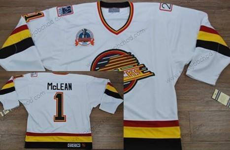 Muž Vancouver Canucks #1 Kirk Mclean Bílý Retro CCM Dres