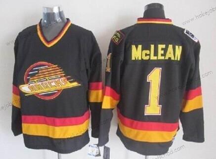 Muž Vancouver Canucks #1 Kirk Mclean Černá Retro CCM Dres