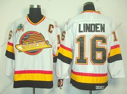 Muž Vancouver Canucks #16 Trevor Linden Bílý Retro CCM Dres